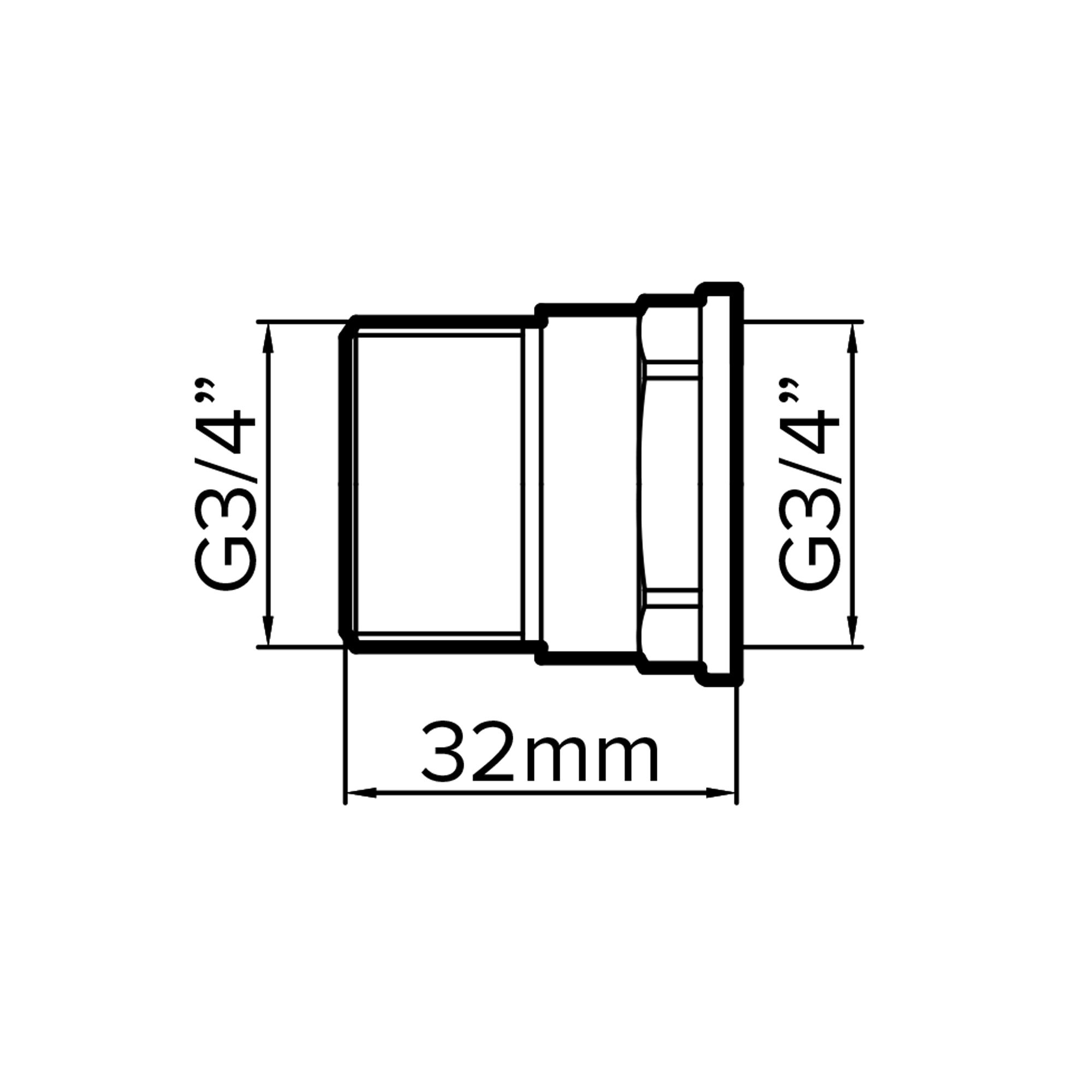 Flomasta Straight Tap connector x ¾" (L)32mm