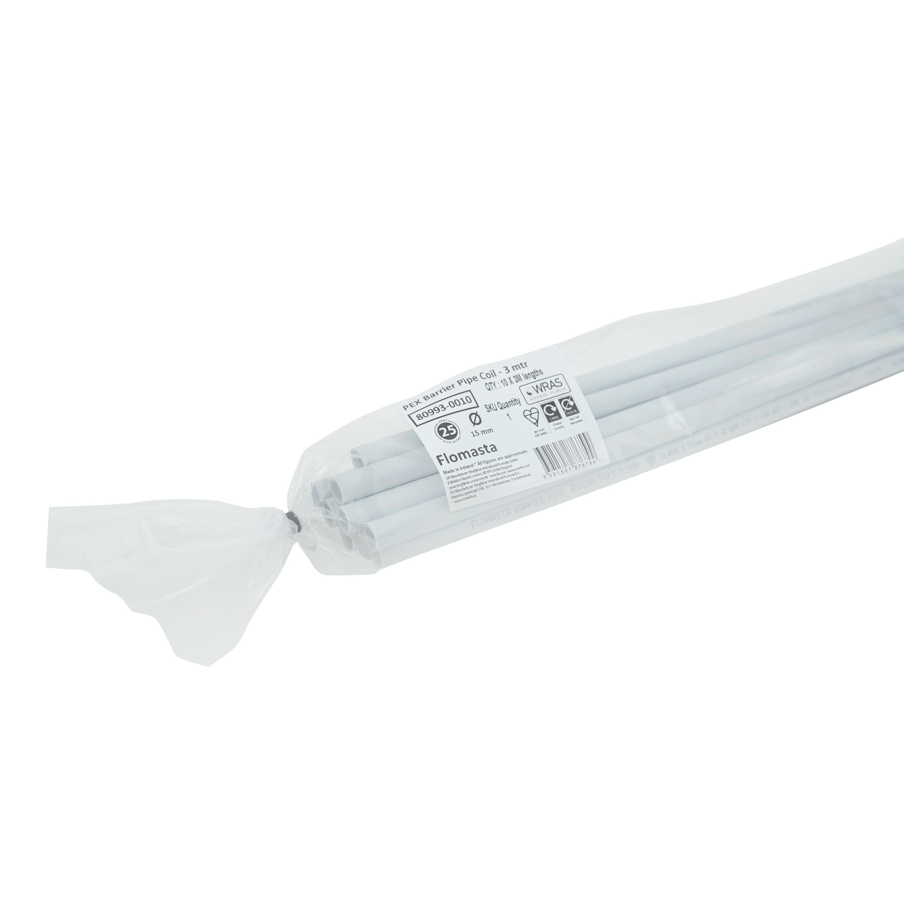 Flomasta White Cross-linked polyethylene (PE-X) Push-fit Barrier pipe (L)3m (Dia)15mm - 7