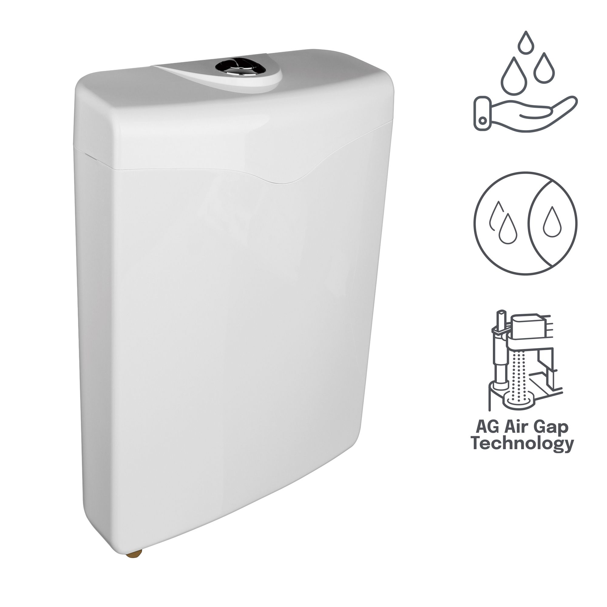 Flomasta White Exposed Bottom inlet Water-saving Cistern (H)38.9cm (W ...