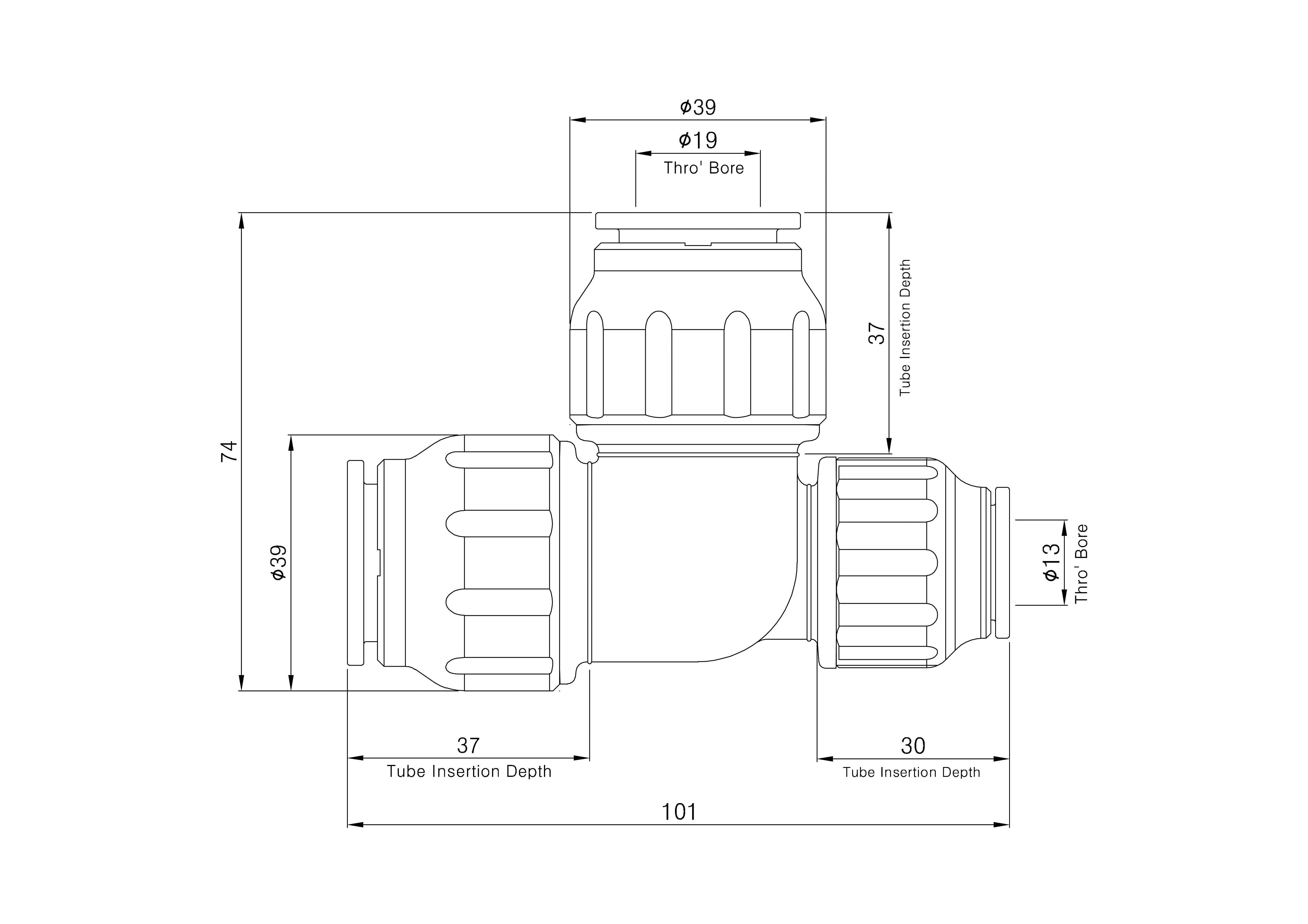 Flomasta White Push-fit Reducing Pipe tee (Dia)22mm x 15mm x 22mm