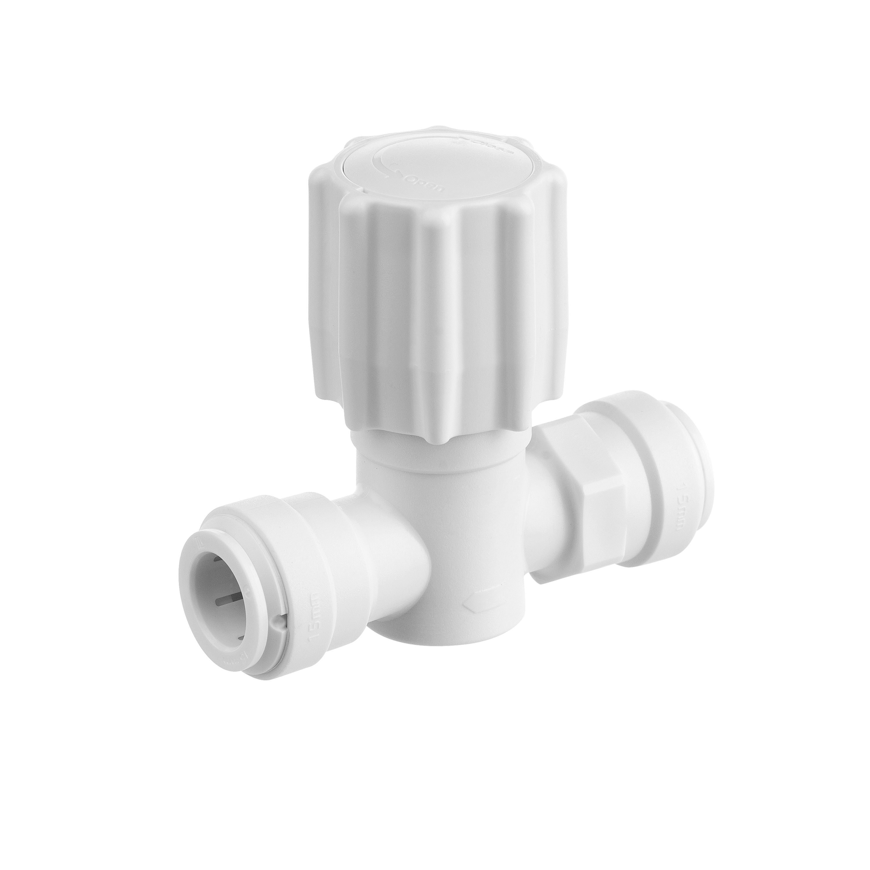 Flomasta White Push-fit Stop cock, (Dia)15mm