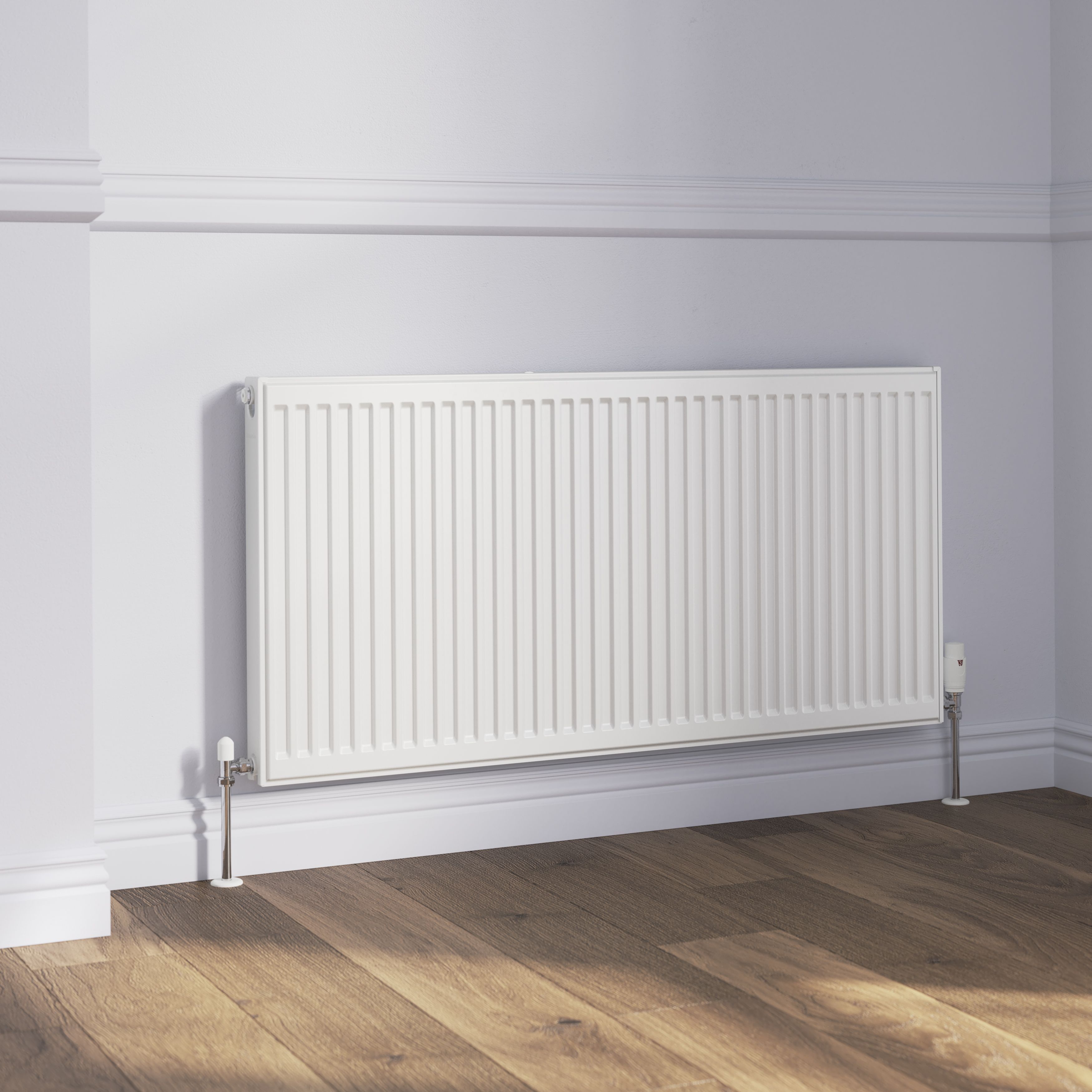 Flomasta Polished Angled Thermostatic Radiator valve & lockshield (Dia)15mm  x ½