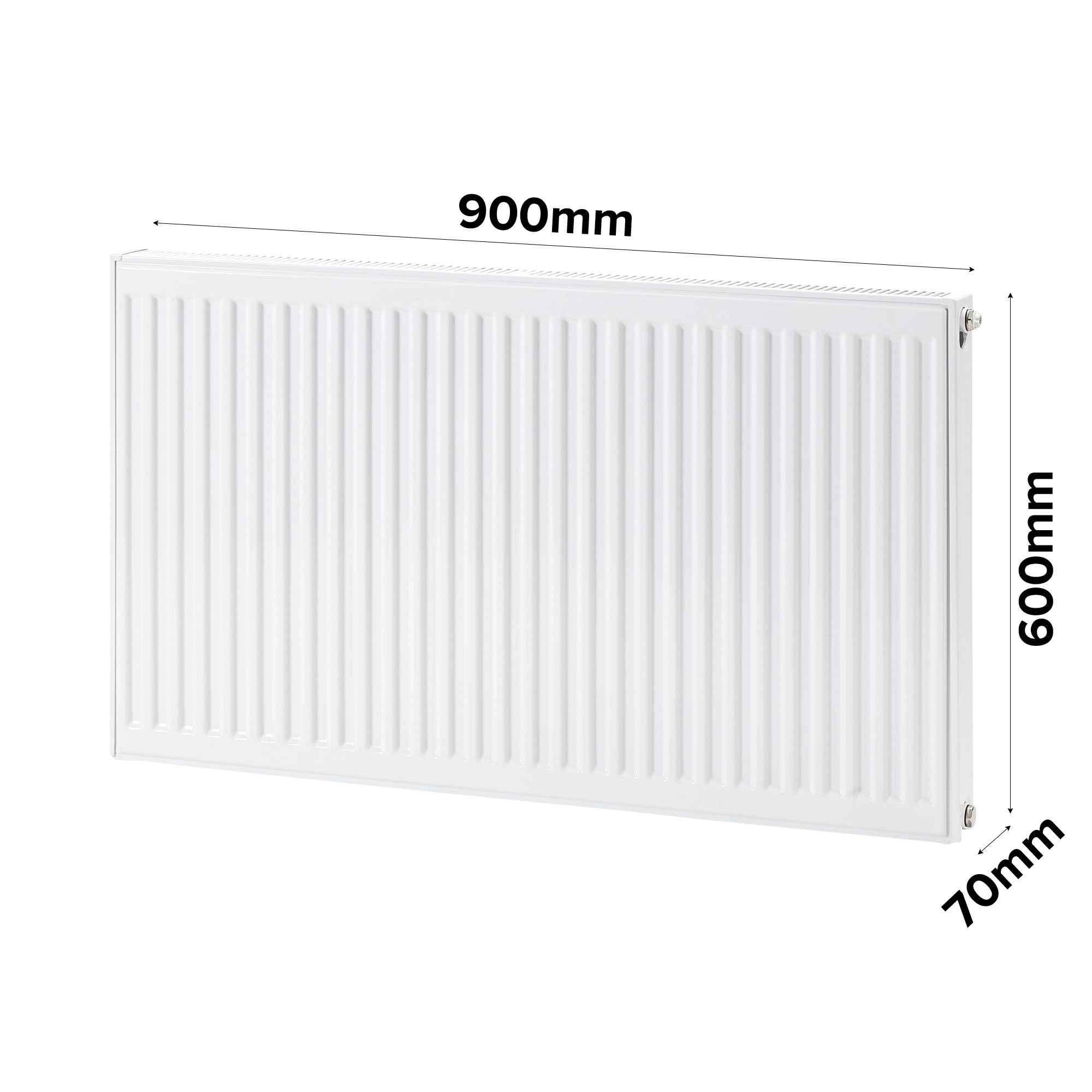 Flomasta White Type 21 Double Panel Radiator, (W)900mm x (H)600mm