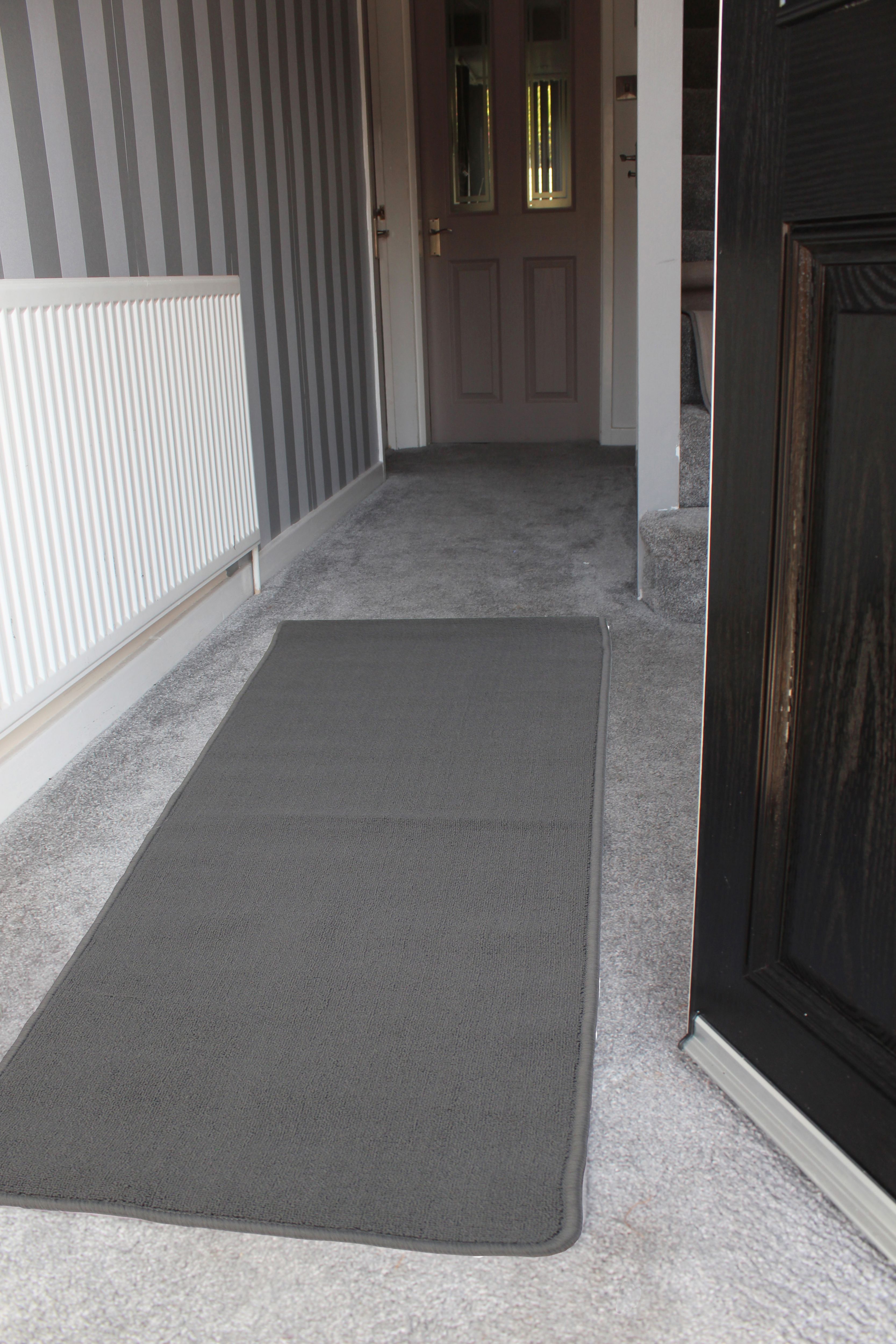 Flooring Grey Plain Door mat, 150cm x 57cm