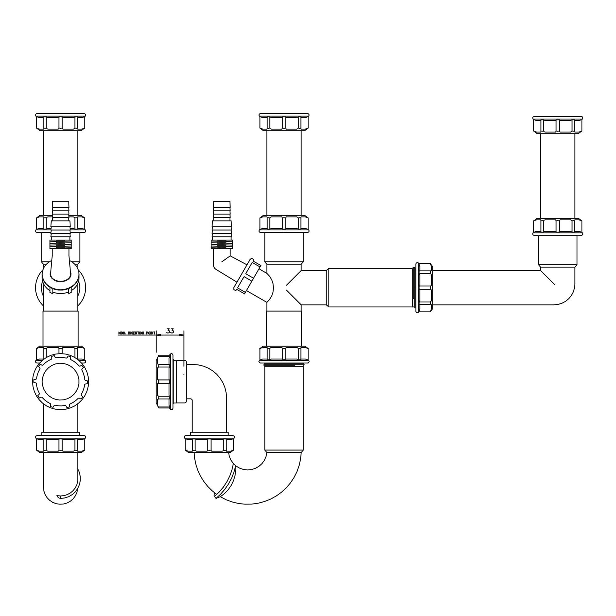 FloPlast 2 bowl Kitchen sink waste kit, (Dia)40mm