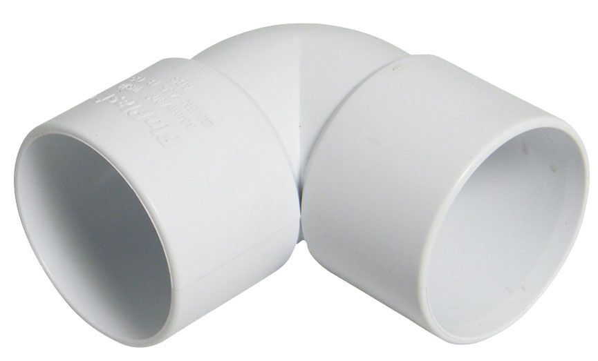 FloPlast 229414 White Solvent weld 90° Waste pipe Bend (Dia)40mm
