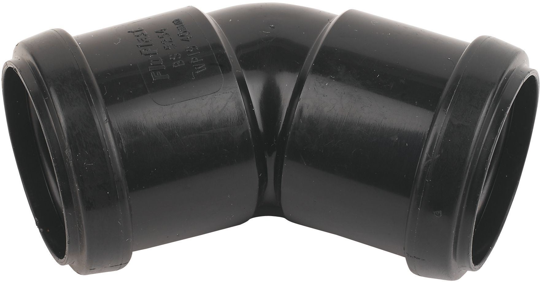 FloPlast 245322 Black Push-fit 45° Waste pipe Bend (Dia)40mm