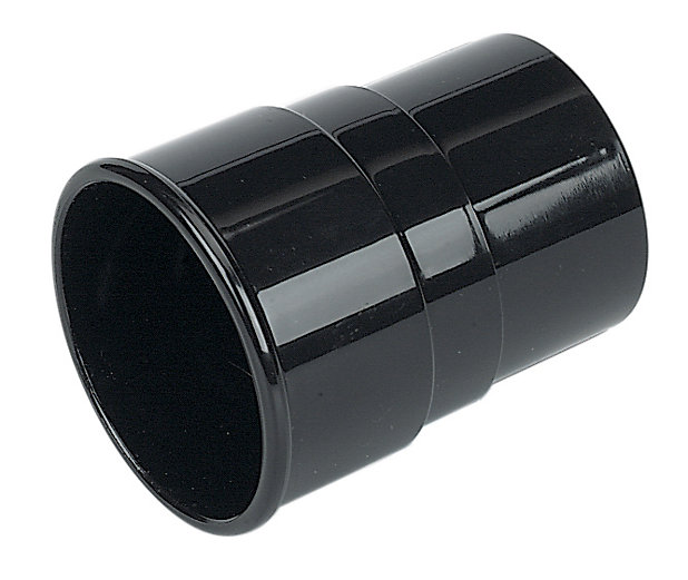 FLOPLAST Black 68mm Round Universal Gutter Hopper 68mm Round Gutter Pipe Socket 68mm Round Gutter Pipe Clip x 3 Bundle