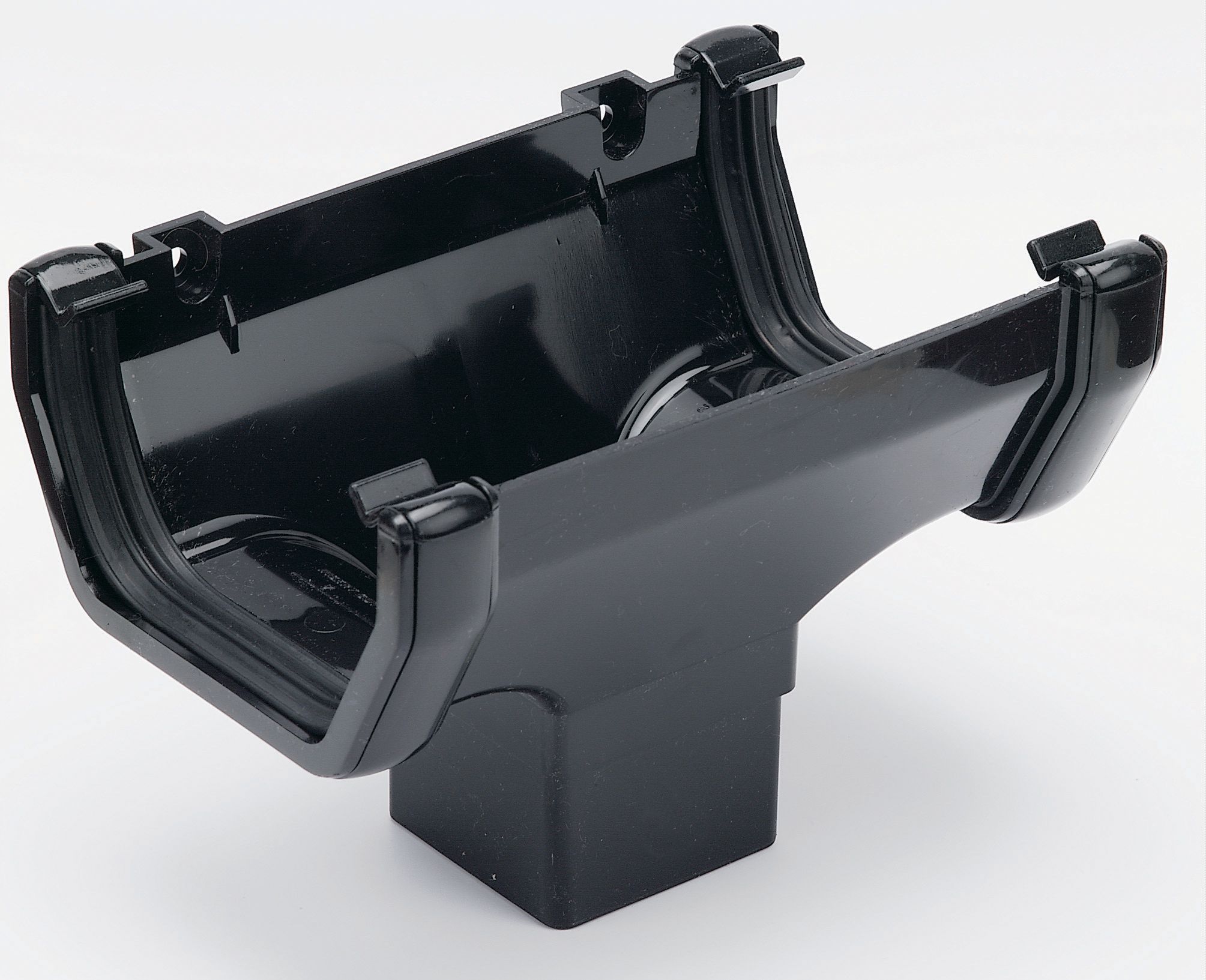 FloPlast Black Square Running Gutter outlet, (L)138mm (W)114mm DIY at B&Q