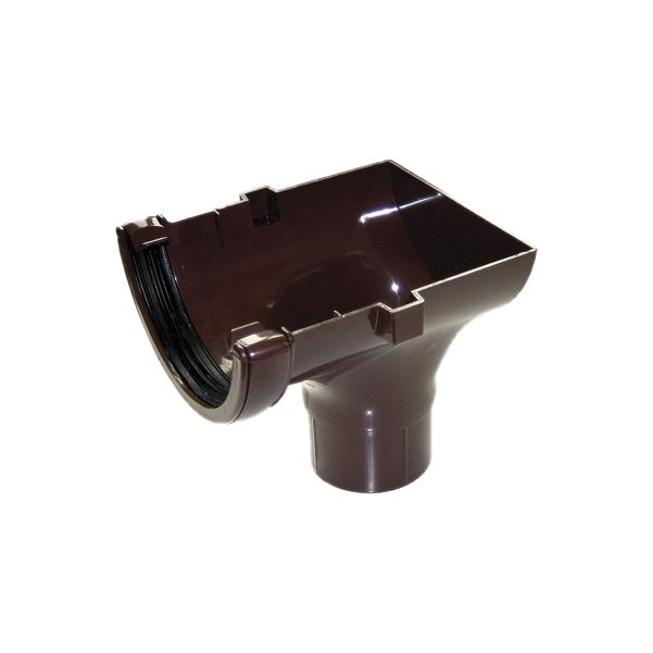 FloPlast Brown Half round Stop end Gutter outlet, (L)139mm (Dia)112mm