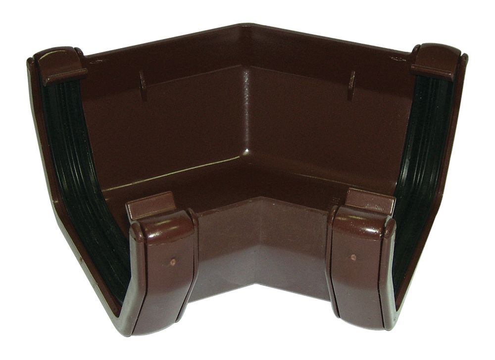 Product image for FloPlast 114mm Brown Square Line Gutter Angle - 135°