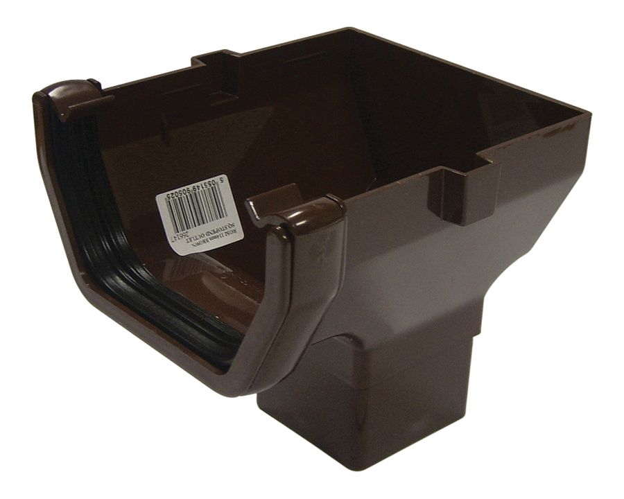 FloPlast Brown Square Stop end Gutter outlet, (L)137mm (W)114mm