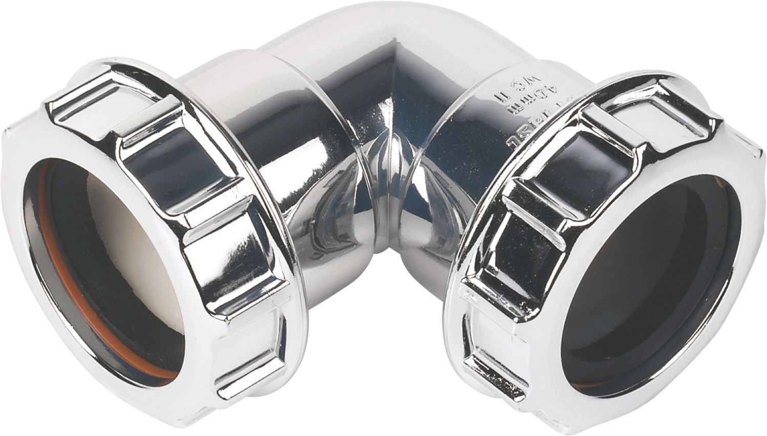 FloPlast Chrome effect Compression 90° Waste pipe Bend (Dia)40mm