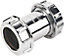 FloPlast Chrome effect Compression Waste pipe Coupler (Dia)32mm