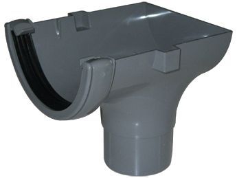 FloPlast Grey Round Stop end Gutter outlet, (L)139mm (Dia)112mm