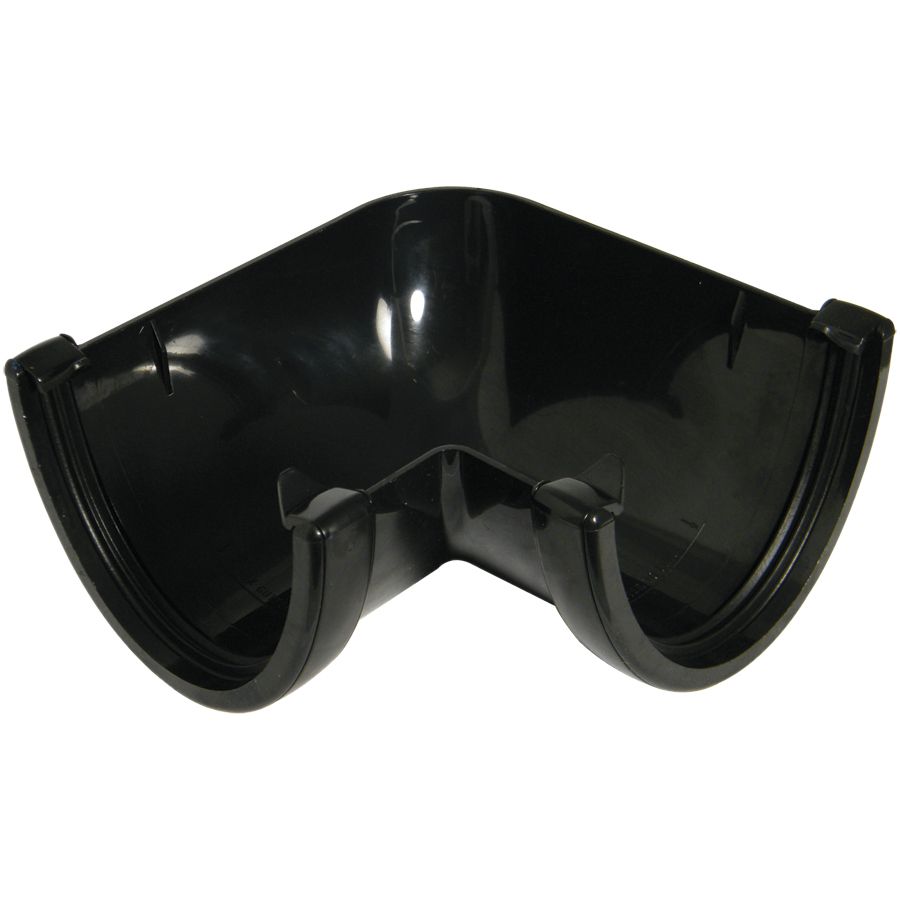 Image of FloPlast Hi-cap Black 90° Gutter angle, (Dia)115mm