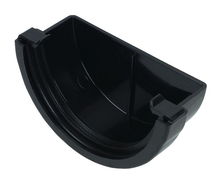 FloPlast Miniflo Black Half Round Gutter Stop End, (L)51mm (Dia)76mm At B&Q