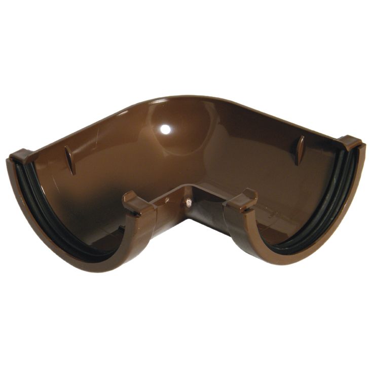FloPlast Miniflo Brown Half round 90° Gutter angle, (Dia)76mm