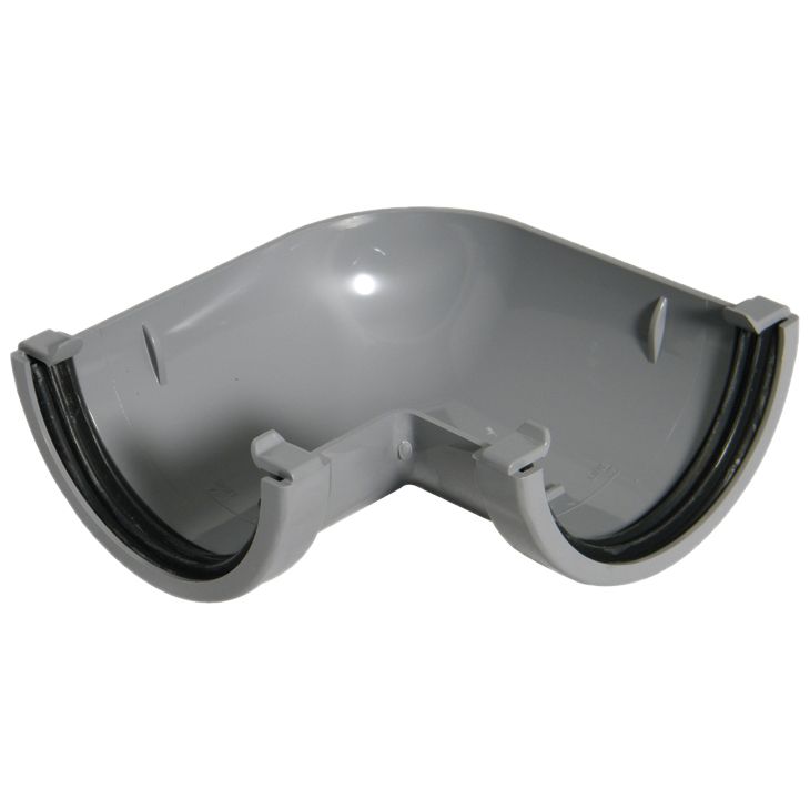 FloPlast Miniflo Grey Half round 90° Gutter angle, (Dia)76mm
