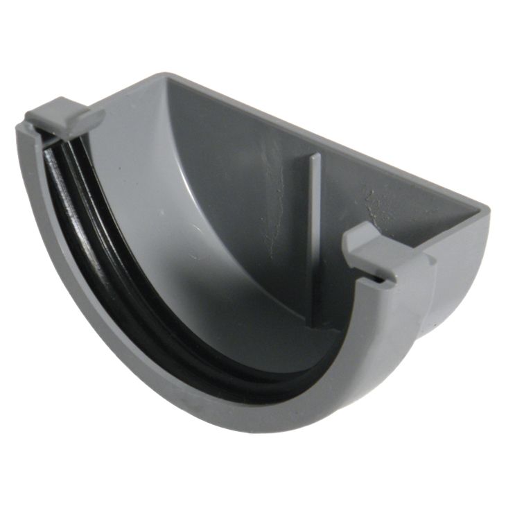 FloPlast Miniflo Grey Half round Gutter stop end, (L)51mm (Dia)76mm (W)76mm