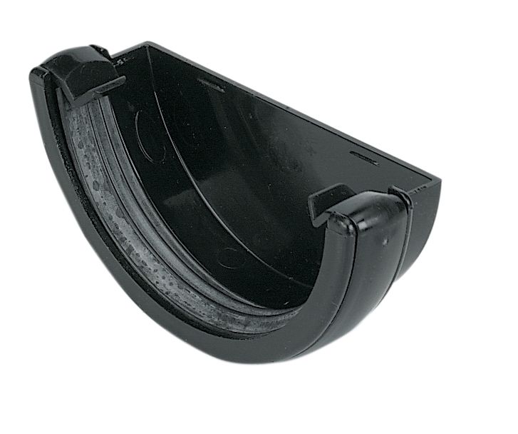 FloPlast RE1 Black Half round Stop end Gutter outlet, (L)40mm (Dia)112mm