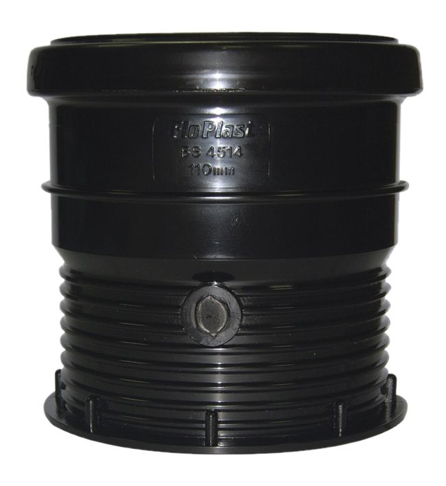 FloPlast Ring seal soil Black Waste pipe connector, (Dia)110mm