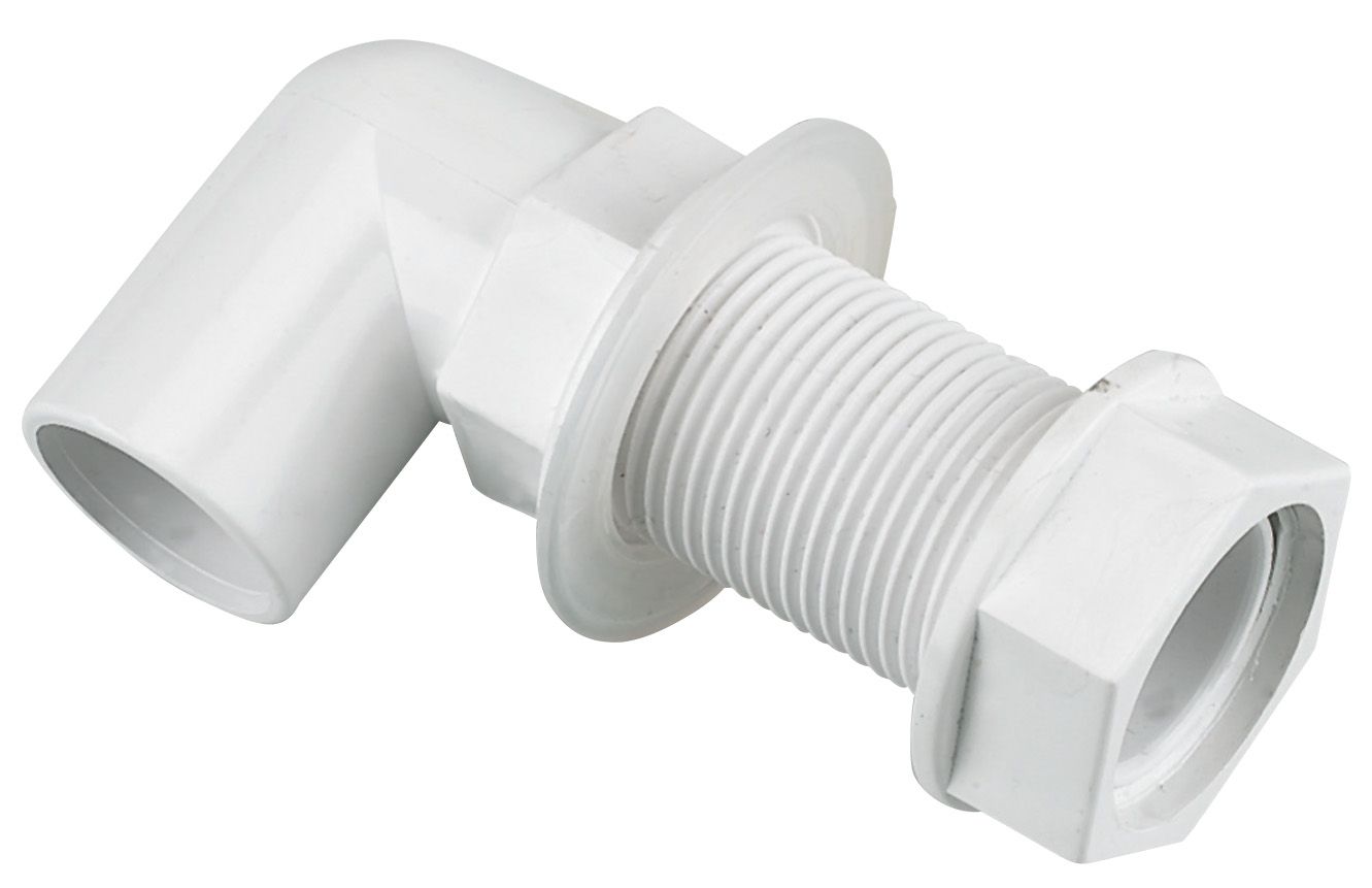 FloPlast Solvent weld Bent Waste Tank connector, (Dia)21.5mm