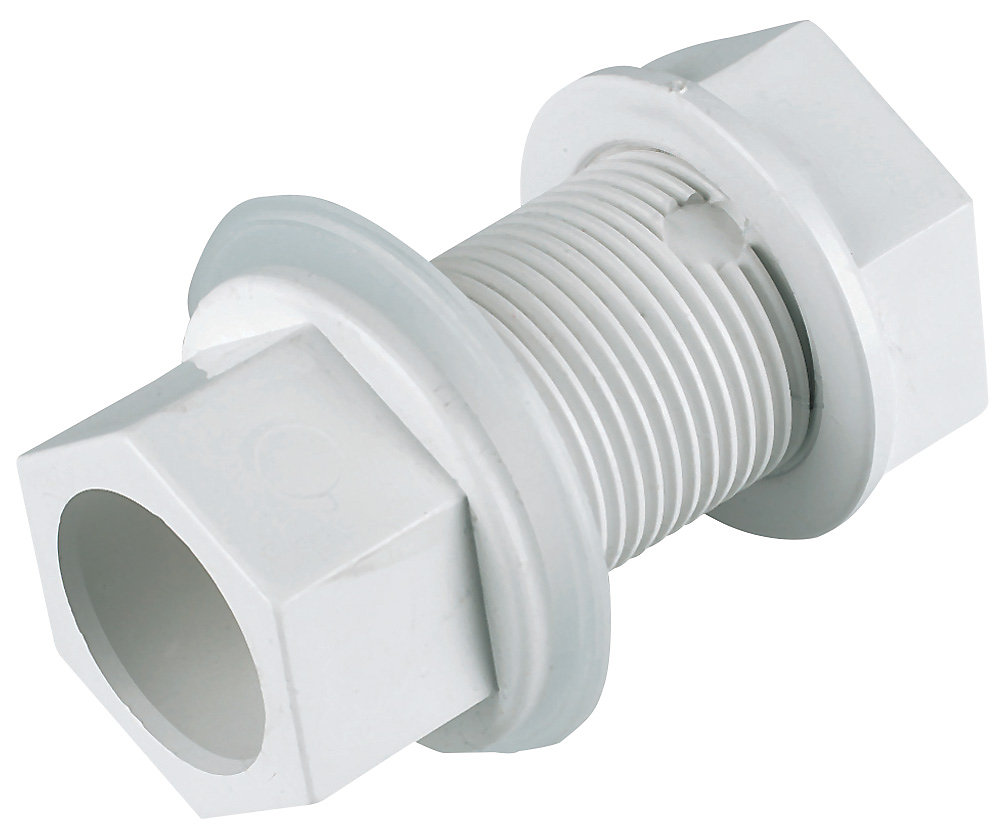 Solvent Weld Overflow Tank Connector 21.5mm Straight White 