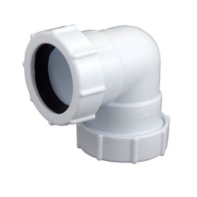 FloPlast Universal 219414 White Compression 90° Waste pipe Bend (Dia)40mm