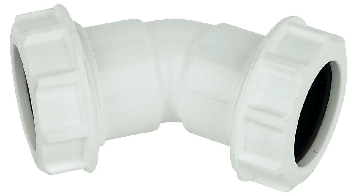 FloPlast Universal 219422 White Compression 135° Adjustable Waste pipe Bend (Dia)40mm