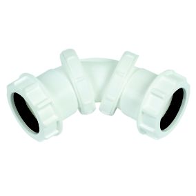 FloPlast Universal White Compression 90° Adjustable Waste pipe Bend (Dia)40mm