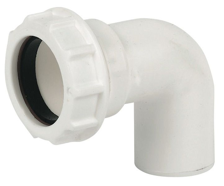 FloPlast Universal White Compression 90° Waste pipe Bend (Dia)32mm DIY at B&Q
