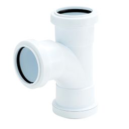 FloPlast White Push-fit 92.5° Equal Waste pipe Swept tee, (Dia)40mm