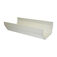 FloPlast White Square Gutter length (L)3m (Dia)114mm, Pack of 6