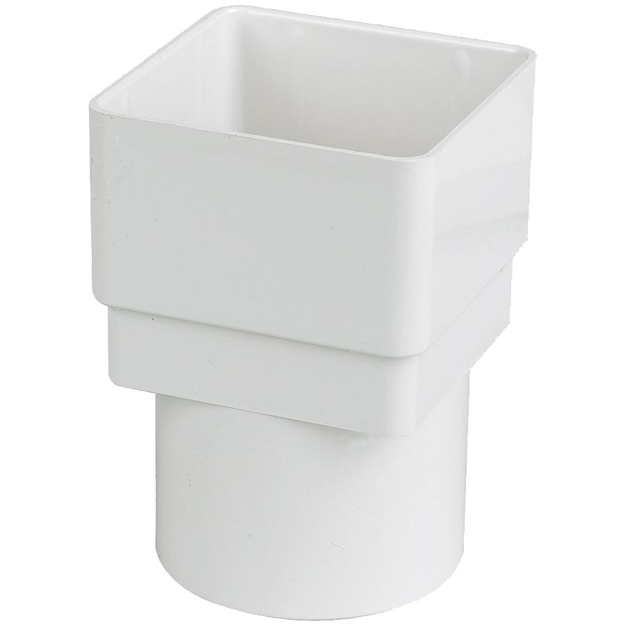 FloPlast White Square to Round Gutter adaptor, (L)65mm (Dia)68mm | DIY