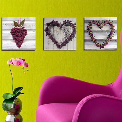 Floral shape hearts Pink & white Box art, Set of 1 (H)20cm x (W)20cm