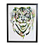 Floral tiger Green Framed print (H)50cm x (W)40cm