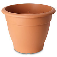 Florus Glazed Brown Plastic Bell Plant pot (Dia)55cm
