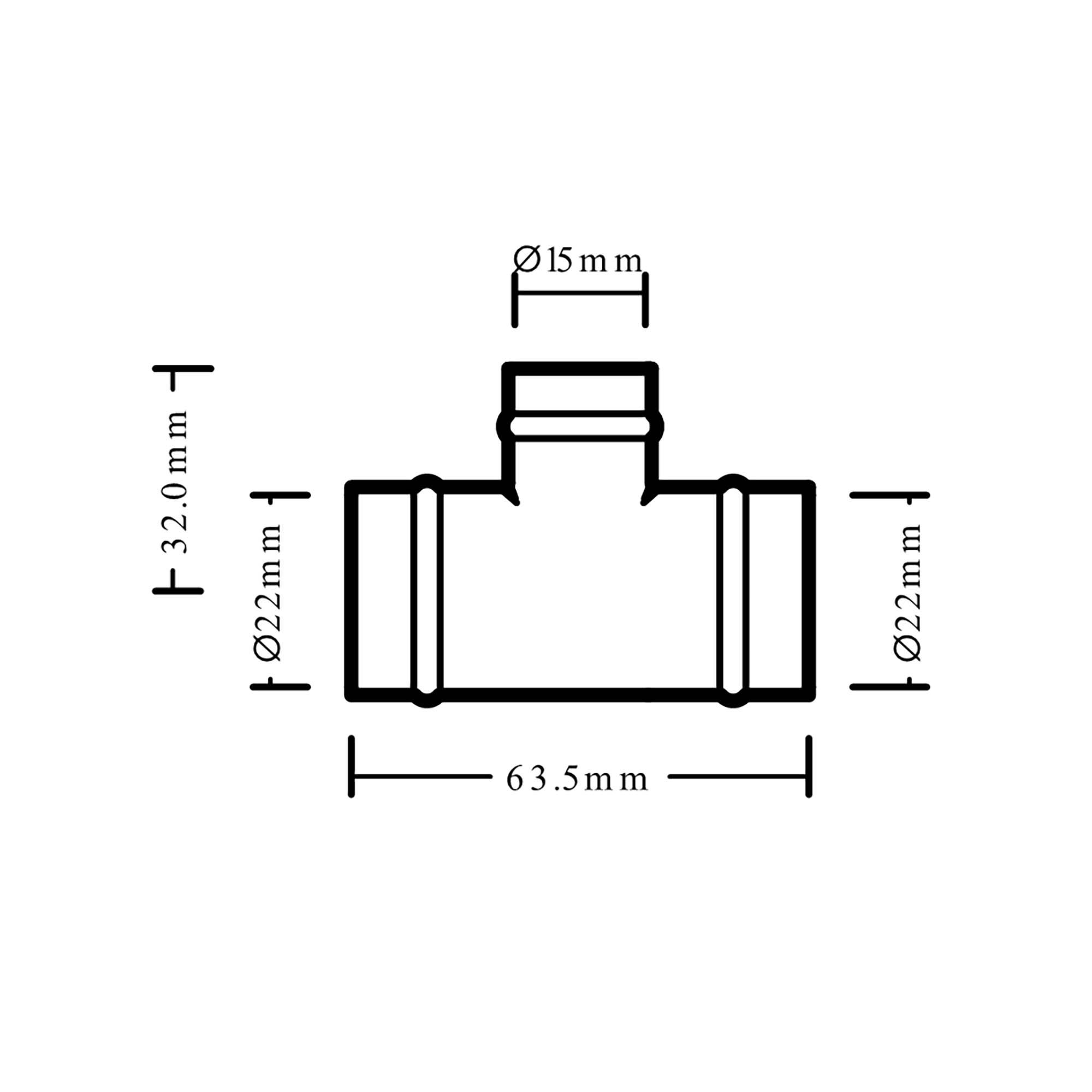 Flowflex Brass Reducing Tee (Dia) 22mm x 15mm x 22mm, Pack of 5
