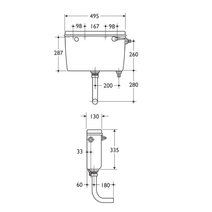 Fluidmaster Black Concealed Dual Cistern (H)320mm (W)36.5cm (D)14cm