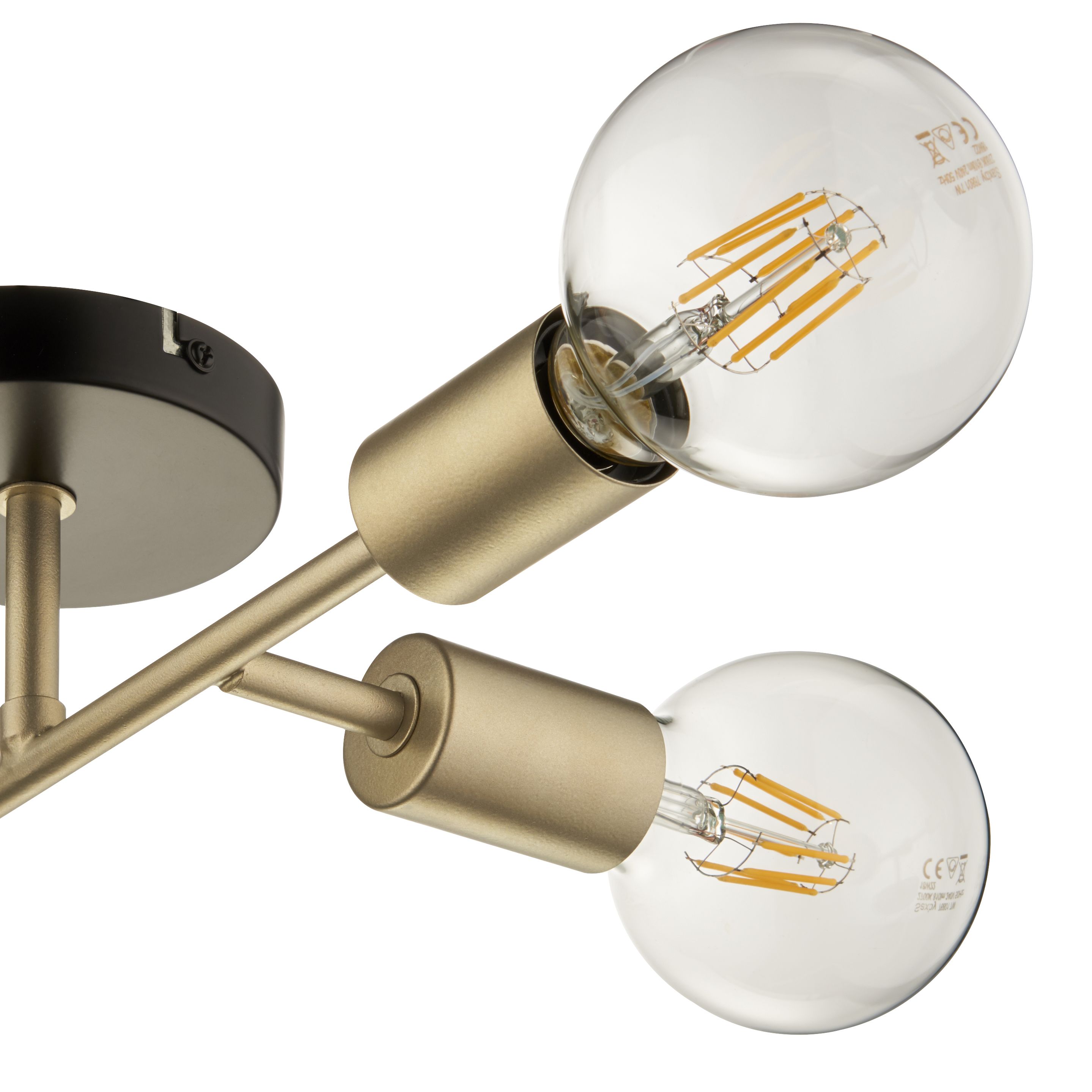 Flux Satin Steel gold effect 4 Lamp Ceiling light