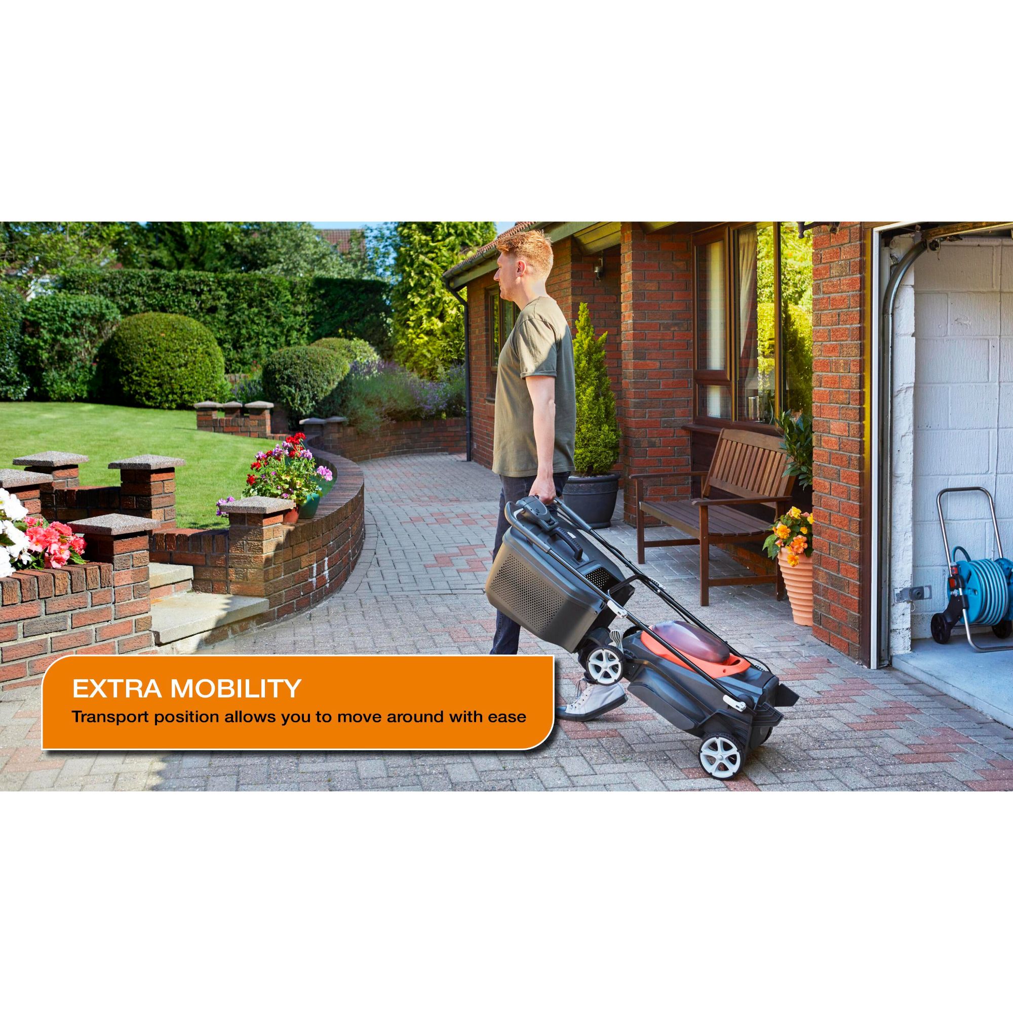 Flymo Battery Rotary Lawnmower 36V Cordless 38cm Push Lawnmower (2 x 2 ...