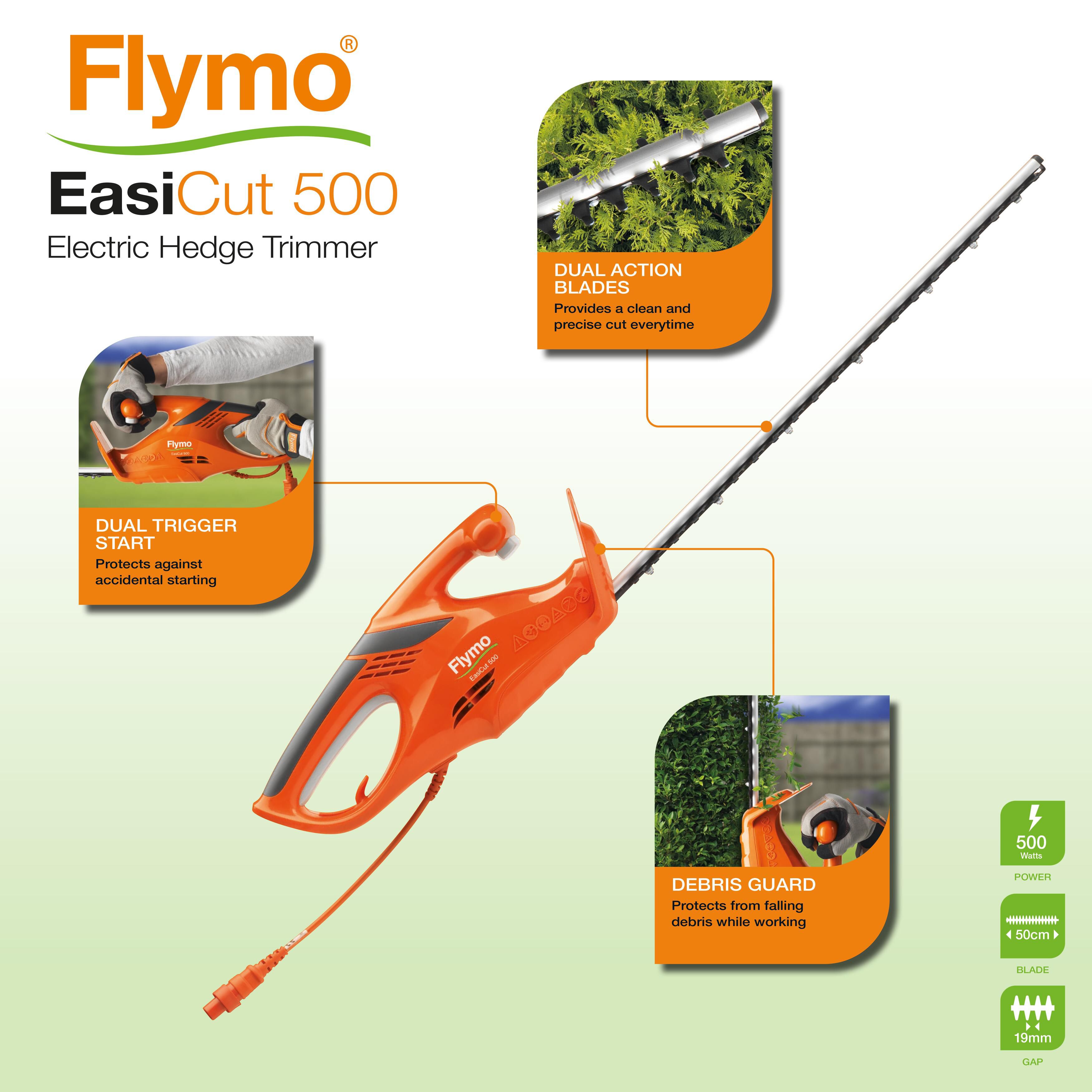 Flymo Easicut 500 Corded Electric & gas - 500mm 19mm 500W 90-600V Dual reciprocating Hedge trimmer