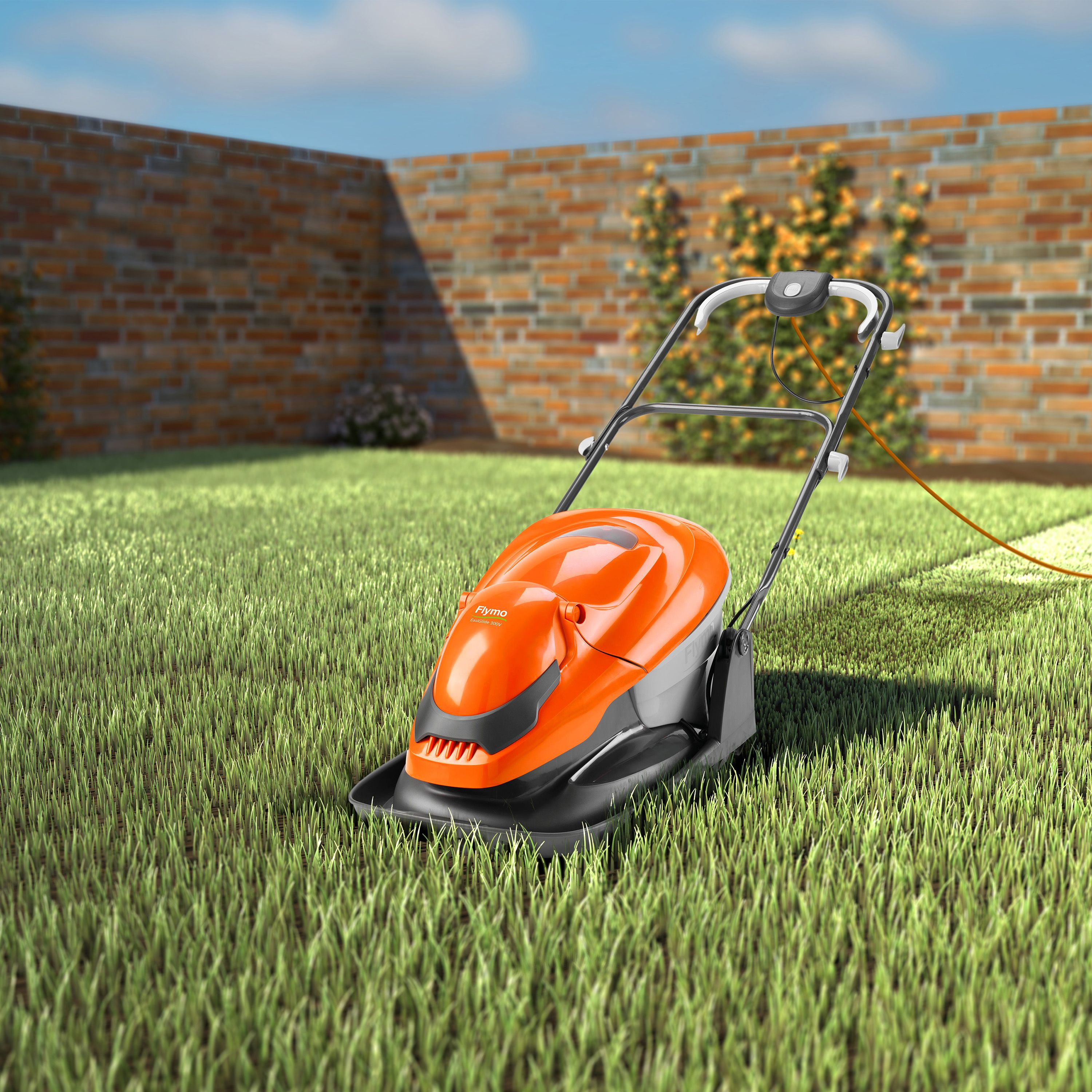 Hover lawn mower with grass deals box