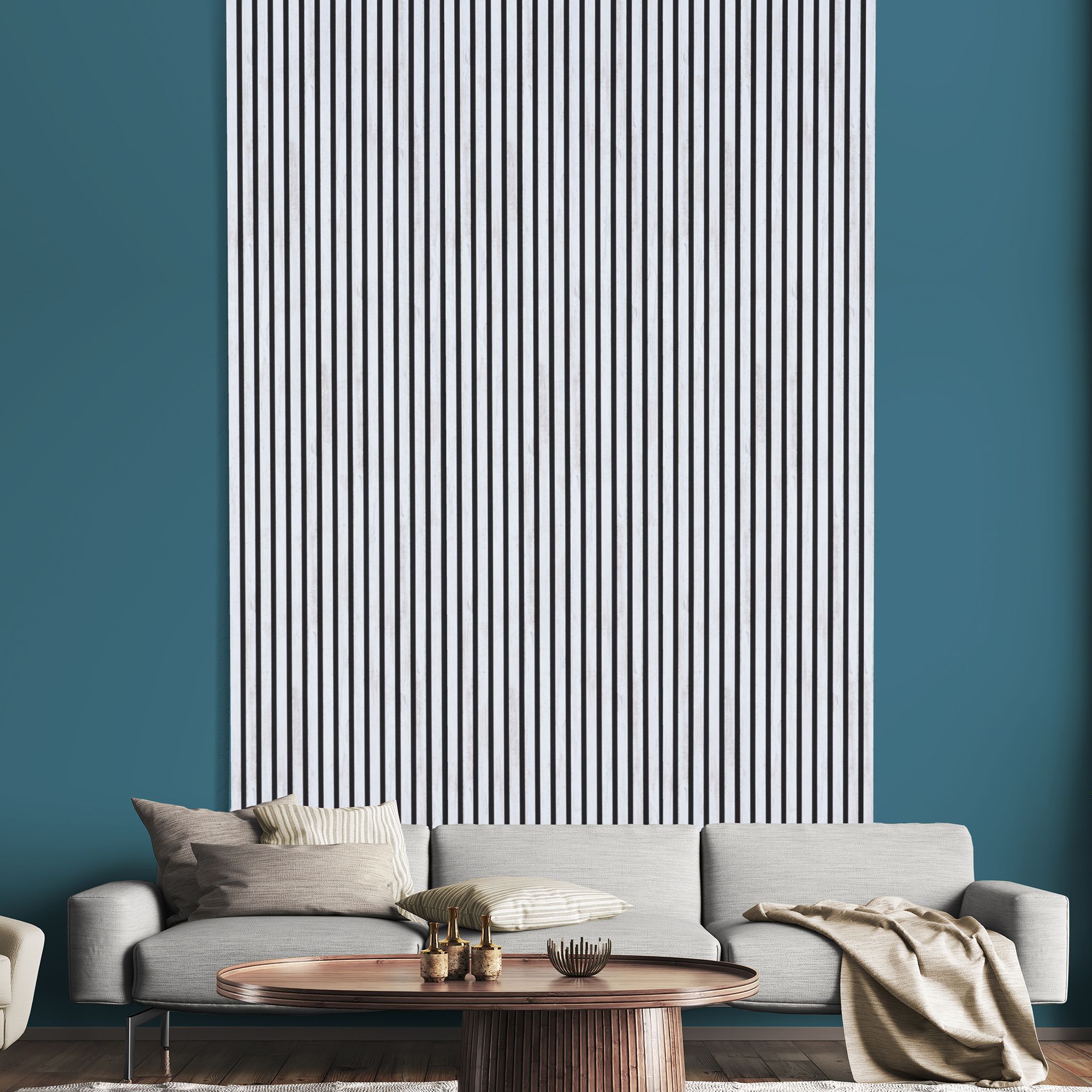 FN Acustico White Wood effect Foiled veneer Acoustic panel (L)2400mm (W)572.5mm