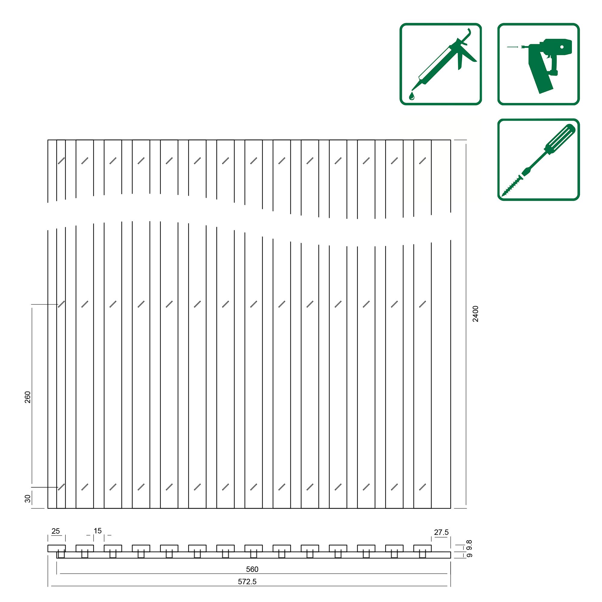 FN Acustico White Wood effect Foiled veneer Acoustic panel (L)2400mm (W)572.5mm