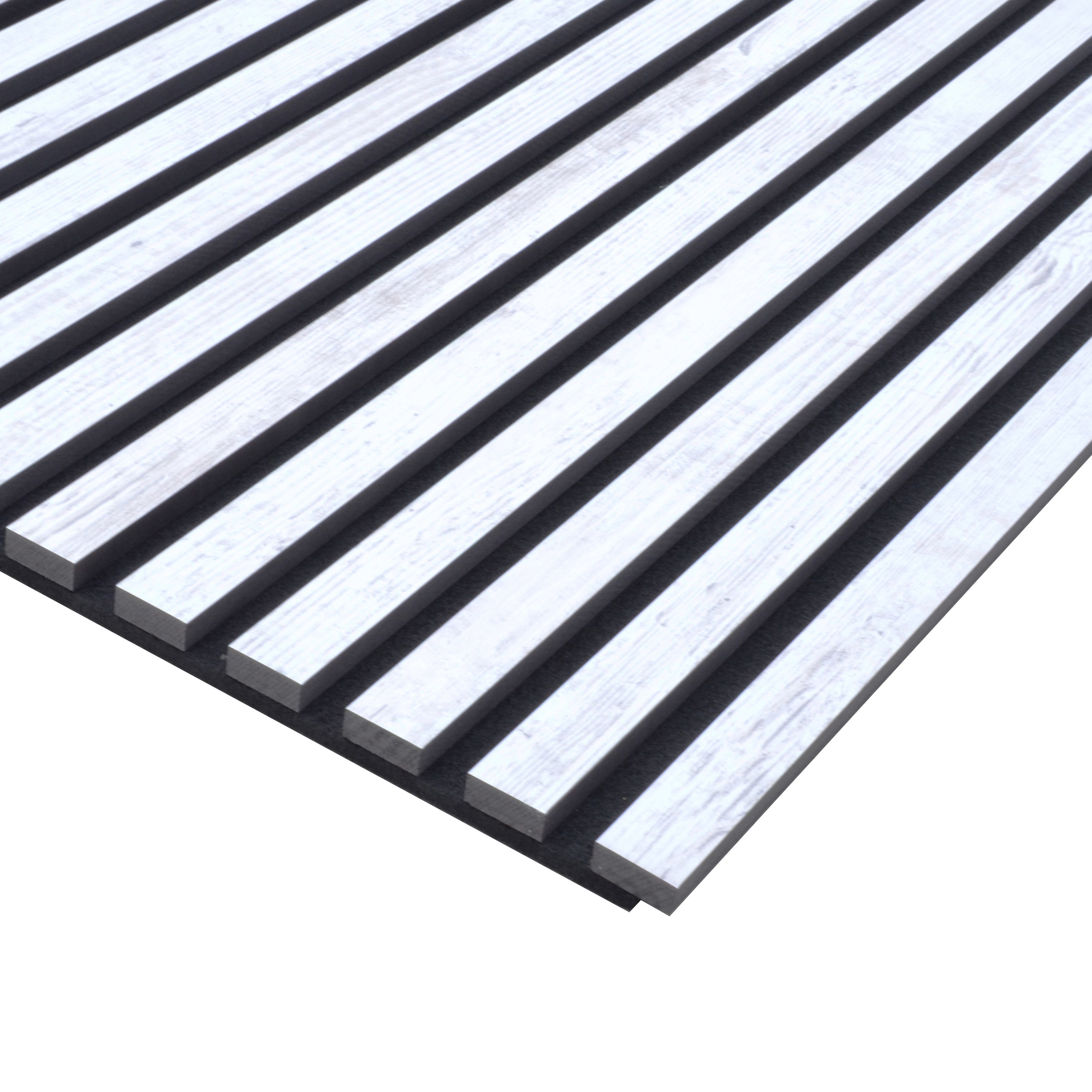 FN Acustico White Wood effect Foiled veneer Acoustic panel (L)2400mm (W)572.5mm