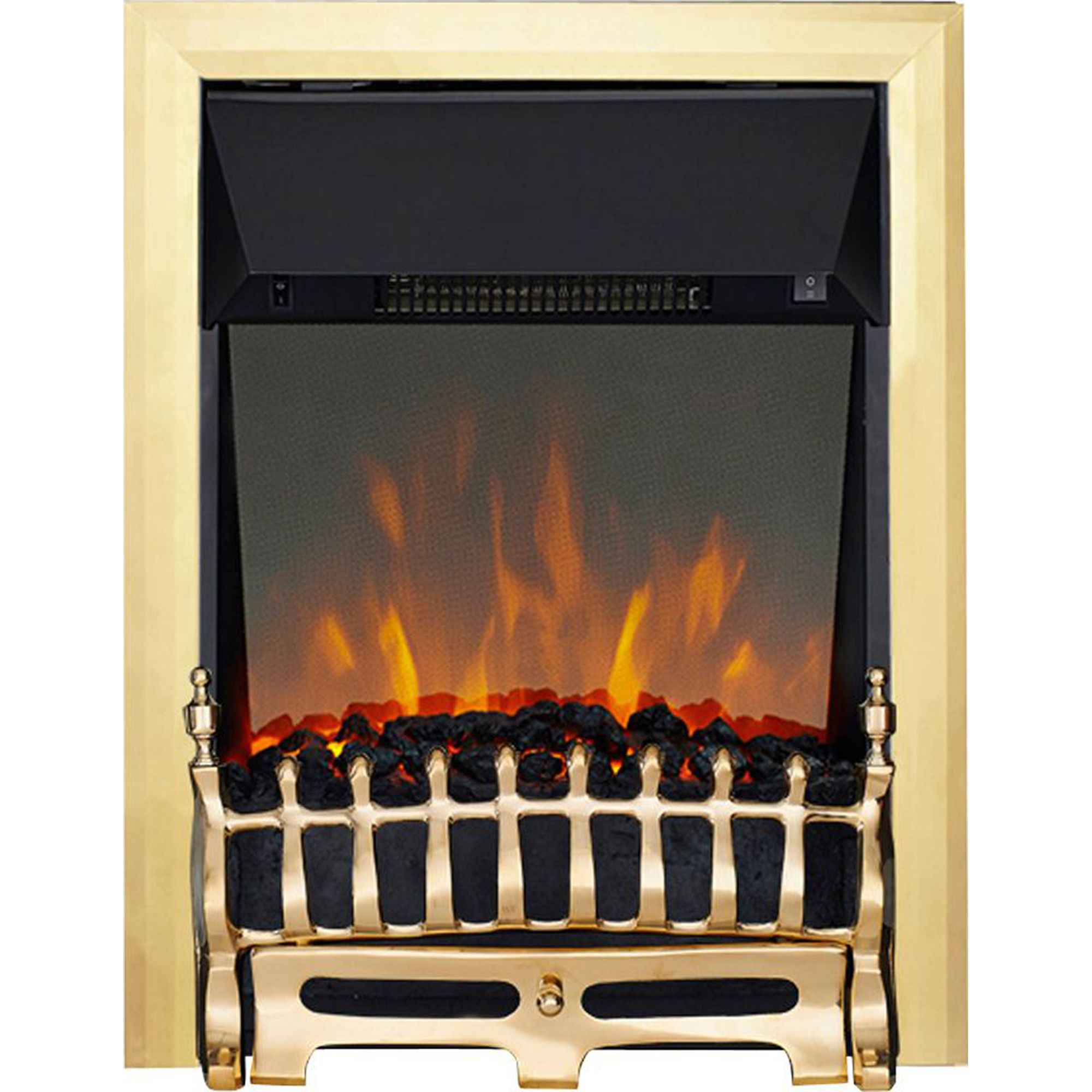 Focal Point Blenheim 2kW Brass effect Electric Fire With reflective glass flame (H)555mm (W)390mm (D)114mm