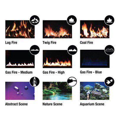 Focal Point Blenheim 2kW Brushed metal effect Electric Fire (H)555mm (W)370mm (D)95mm