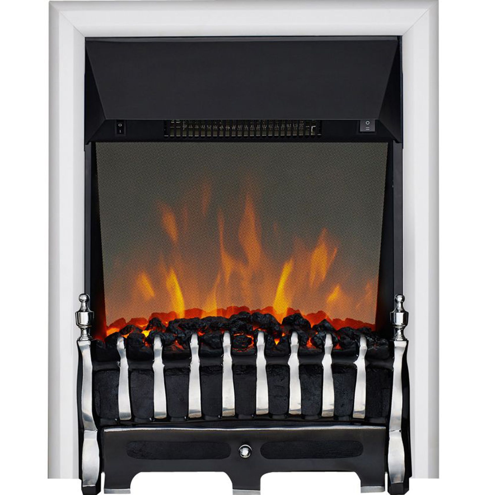 Focal Point Blenheim 2kW Chrome effect Electric Fire With reflective ...